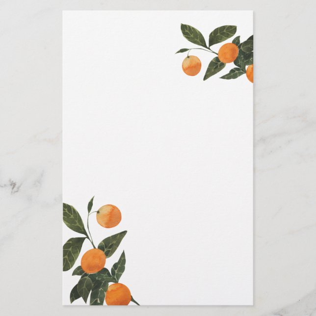Modern Oranges and Leaves customisable Stationery (Front)