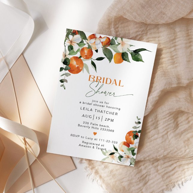 Modern oranges citrus bridal shower invitation (Creator Uploaded)