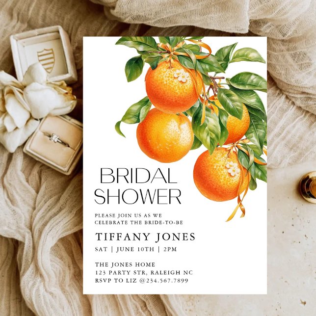 Modern Oranges  Citrus Bridal Shower Invitation (Creator Uploaded)