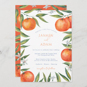 Modern Oranges Mediterranean Citrus Wedding Invitation