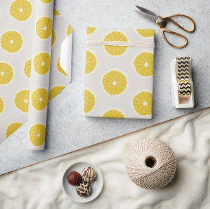Modern Oranges Pattern Yellow Grey Wrapping Paper