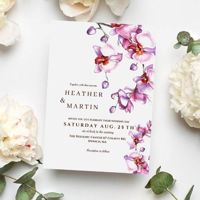 Modern Orchid Botanical Garden Wedding Invitation (Creator Uploaded)