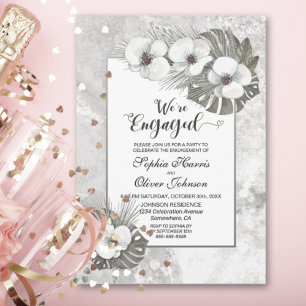 Modern Orchid Engagement Party Invitation