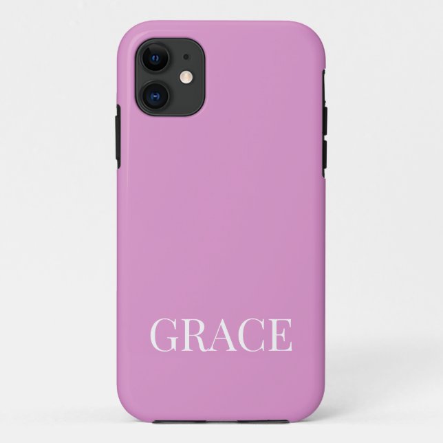 Modern Orchid Lavender Pink Personalised Name Case-Mate iPhone Case (Back)