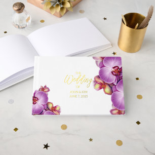 Modern Orchid Wedding Foil Guest Book