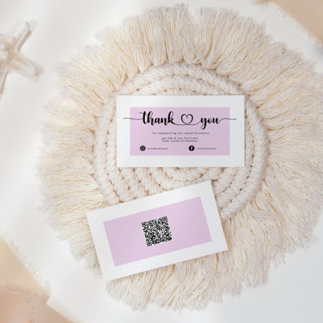 modern order blush qrcode business thank you card (Creator Uploaded)