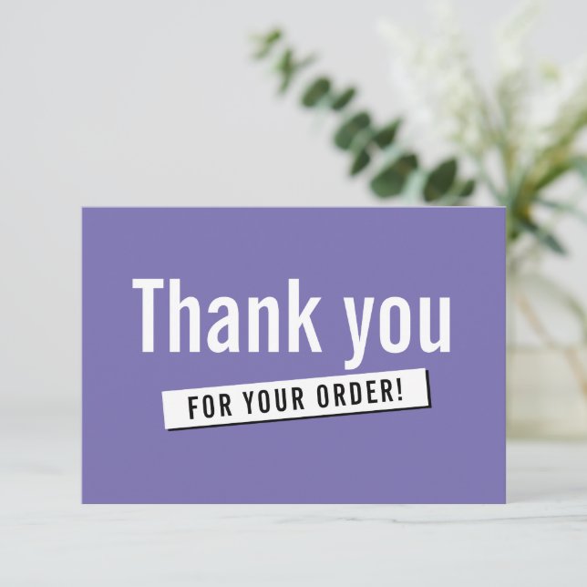 MODERN ORDER INSERT business thank you lavender Card (Standing Front)
