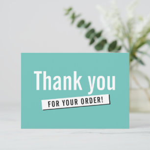 MODERN ORDER INSERT business thank you mint green Card
