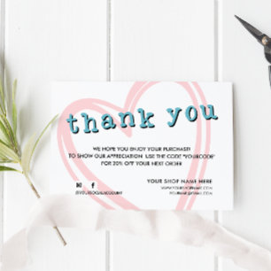 Modern ORDER INSERT trendy thank you Pink Blue