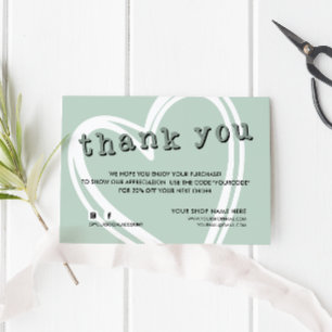 Modern ORDER INSERT trendy thank you Sage green 