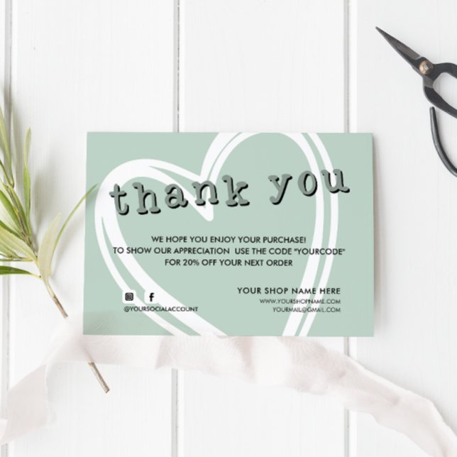 Modern ORDER INSERT trendy thank you Sage green  (Creator Uploaded)