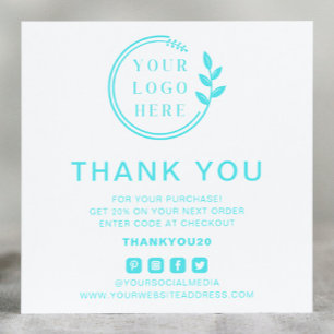 Modern Order Thank You Custom Logo Social Media Square Business Card