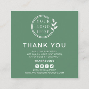 Modern Order Thank You Custom Logo Social Media Square Business Card