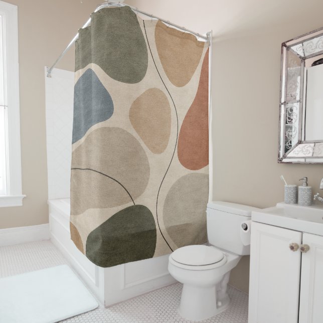Modern Organic Abstract Pattern Shower Curtain (In Situ)