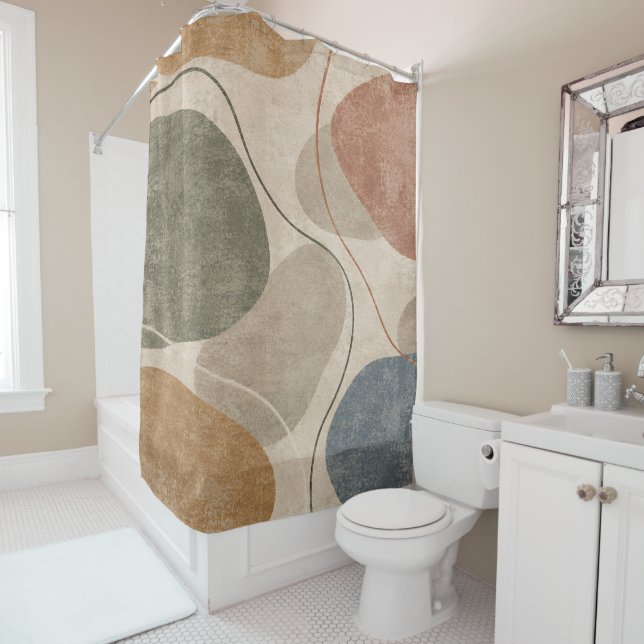 Modern Organic Abstract Pattern Shower Curtain (In Situ)