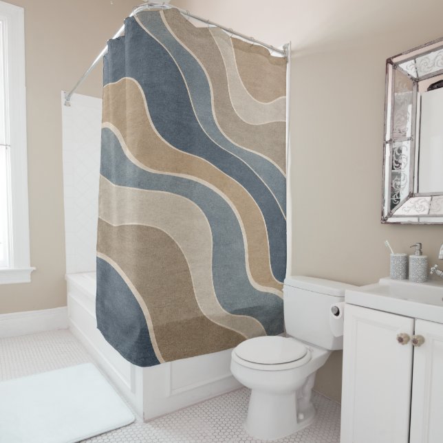 Modern Organic Abstract Pattern Shower Curtain (In Situ)