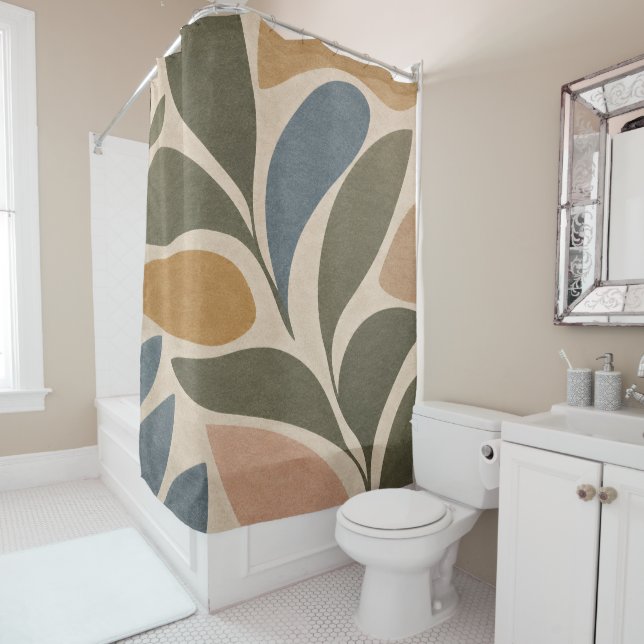 Modern Organic Abstract Pattern Shower Curtain (In Situ)