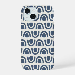 Modern Organic Arch Blocks Navy Cream Pattern iPhone 15 Case