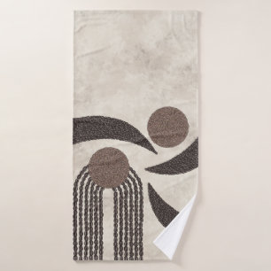 Modern Organic-Coffee Beans-Geometric-Neutral Bath Towel