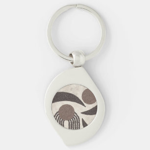 Modern Organic-Coffee Beans-Geometric-Neutral Key Ring