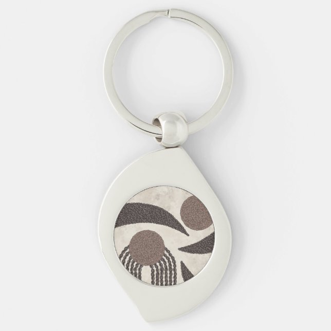 Modern Organic-Coffee Beans-Geometric-Neutral Key Ring (Front)
