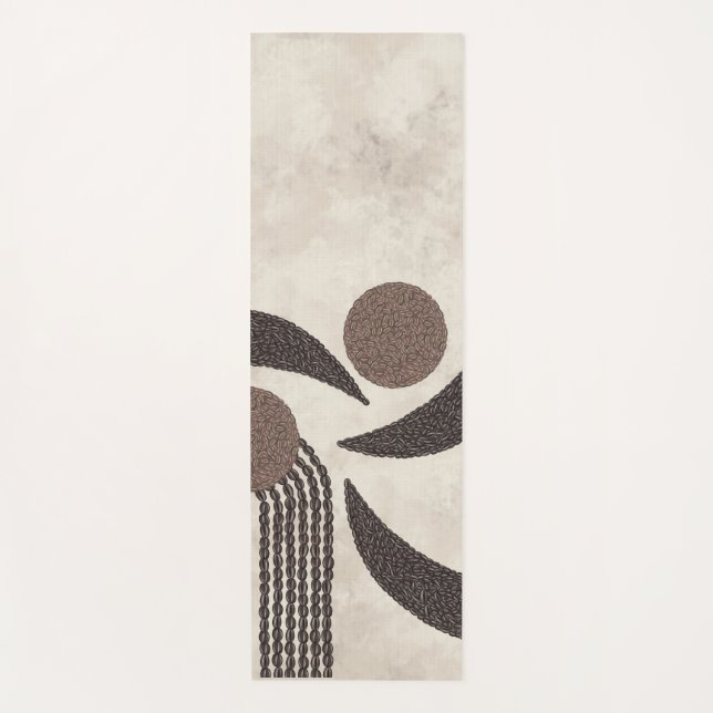 Modern Organic-Coffee Beans-Geometric-Neutral Yoga Mat (Front)