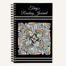 Modern Organic Doodle Notebook with Custom Name