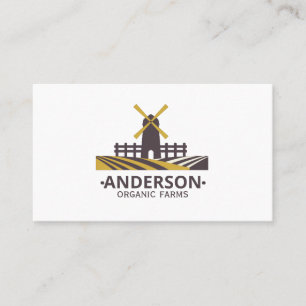 Modern Organic Farmer Windmill Logo Business Card