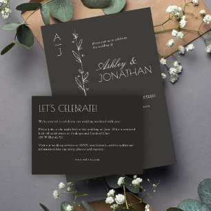 Modern Organic Floral Divider Wedding Enclosure Card
