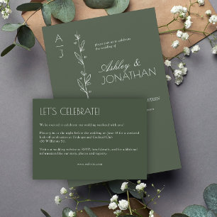 Modern Organic Floral Divider Wedding Enclosure Card