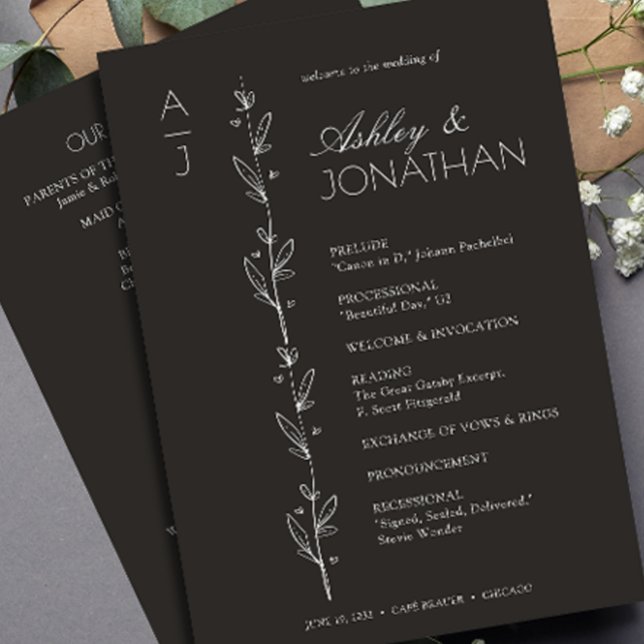 Modern Organic Floral Divider Wedding Programme (Creator Uploaded)