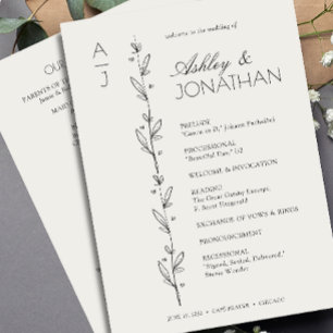 Modern Organic Floral Divider Wedding Programme
