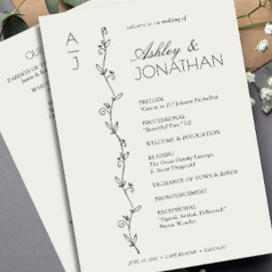 Modern Organic Floral Divider Wedding Programme