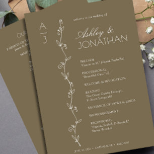 Modern Organic Floral Divider Wedding Programme