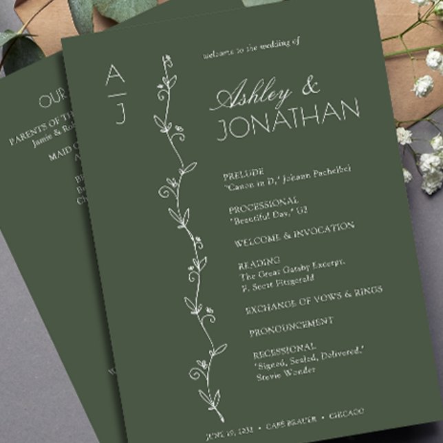 Modern Organic Floral Divider Wedding Programme (Creator Uploaded)