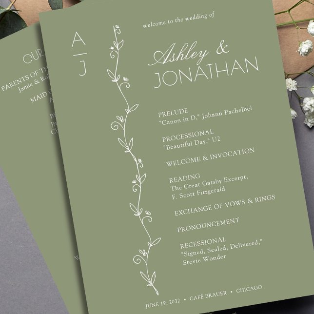 Modern Organic Floral Divider Wedding Programme (Creator Uploaded)