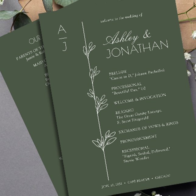 Modern Organic Floral Divider Wedding Programme (Creator Uploaded)