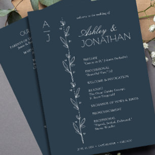 Modern Organic Floral Divider Wedding Programme