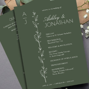 Modern Organic Floral Divider Wedding Programme