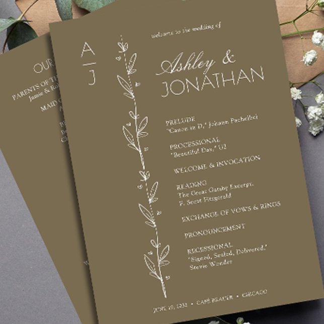 Modern Organic Floral Divider Wedding Programme (Creator Uploaded)