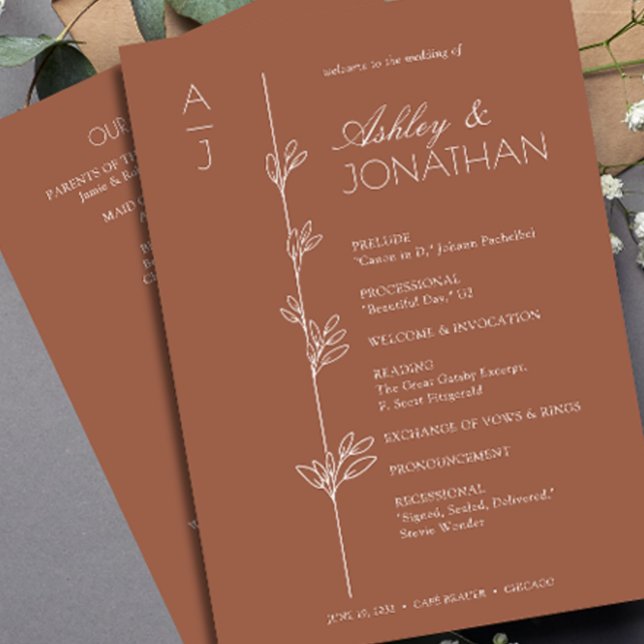 Modern Organic Floral Divider Wedding Programme (Creator Uploaded)