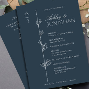Modern Organic Floral Divider Wedding Programme