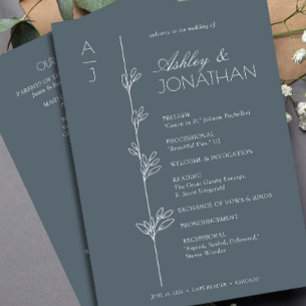 Modern Organic Floral Divider Wedding Programme