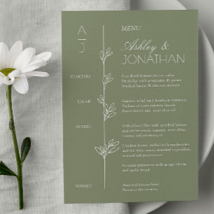Modern Organic Floral Divider Wedding Reception Menu