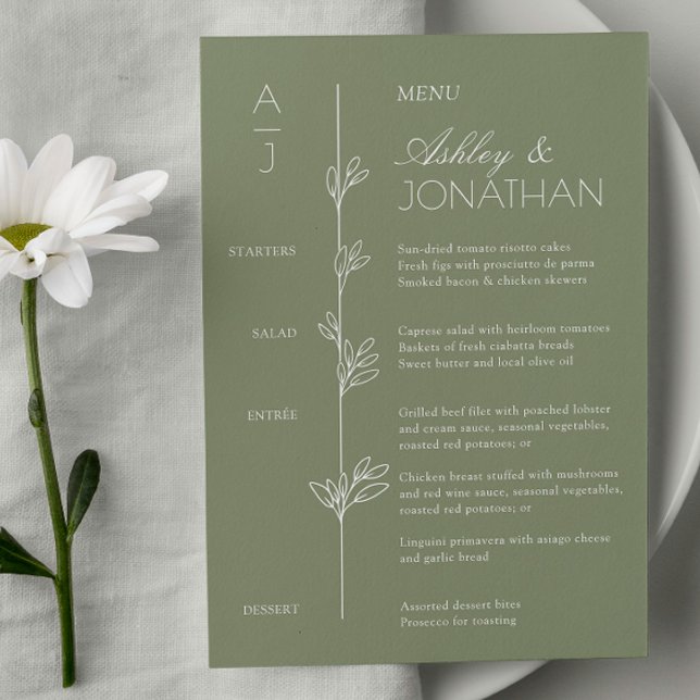 Modern Organic Floral Divider Wedding Reception Menu (Creator Uploaded)