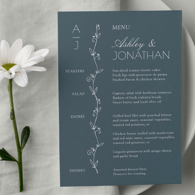 Modern Organic Floral Divider Wedding Reception Menu (Creator Uploaded)