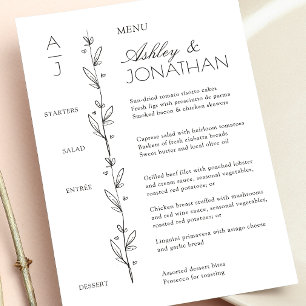 Modern Organic Floral Divider Wedding Reception Menu