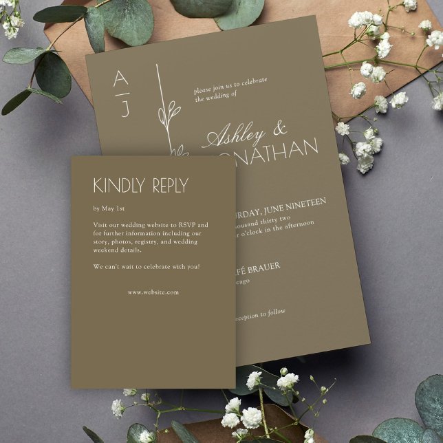 Modern Organic Floral Divider Wedding RSVP Card (Creator Uploaded)