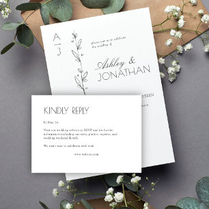 Modern Organic Floral Divider Wedding RSVP Card