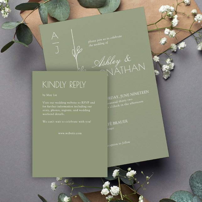 Modern Organic Floral Divider Wedding RSVP Card (Creator Uploaded)